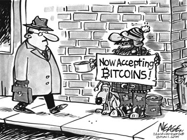 Bitcoin - Cuándo Comprar mi Primera Criptomoneda? Viñeta de un comercio que ya acepta bitcoin