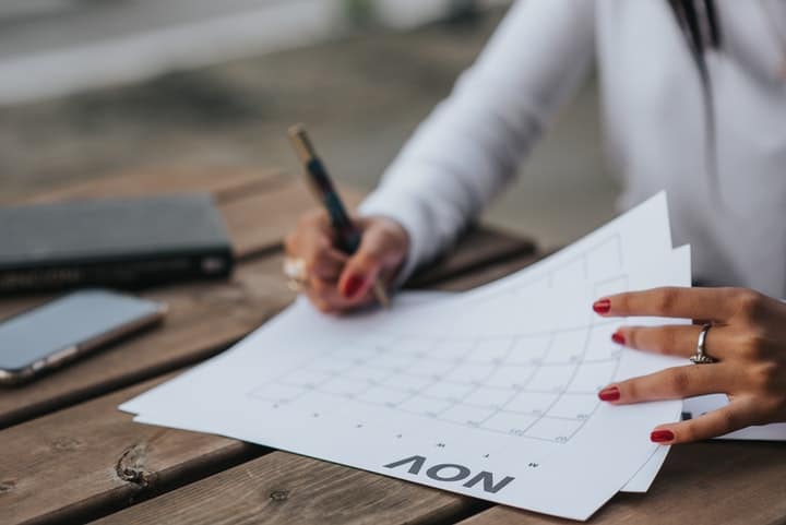 calendario para trabajo en casa